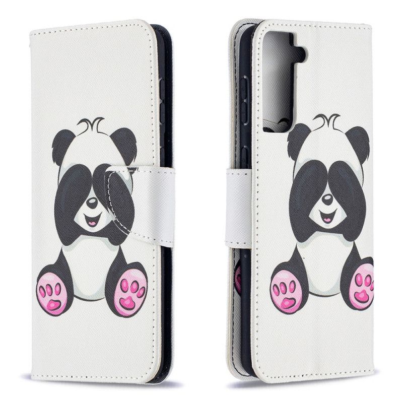 Leren Hoesje Samsung Galaxy S21 Plus 5G Leuke Panda