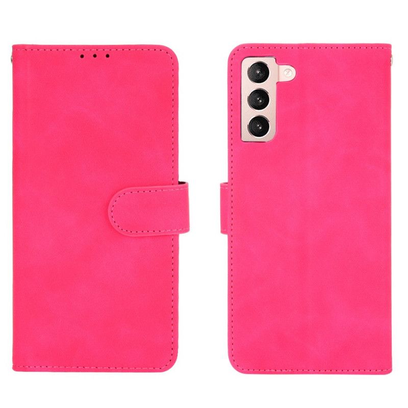 Leren Hoesje Samsung Galaxy S21 Plus 5G Magenta Zwart Huidaanraking