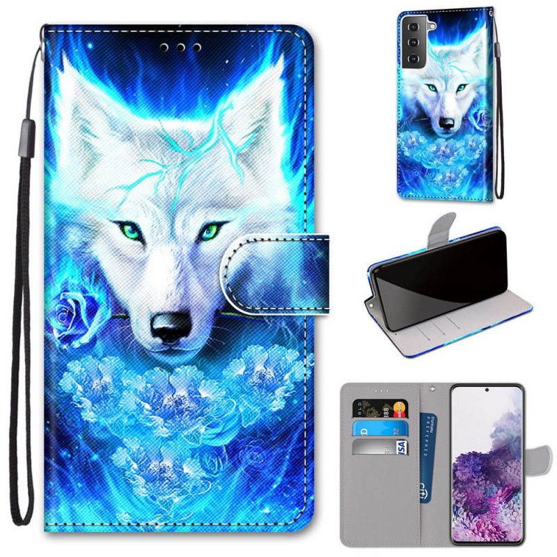 Leren Hoesje Samsung Galaxy S21 Plus 5G Magische Wolf