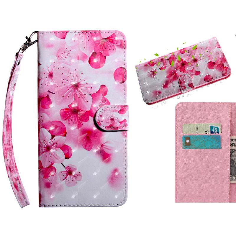 Leren Hoesje Samsung Galaxy S21 Plus 5G Roze Bloemen