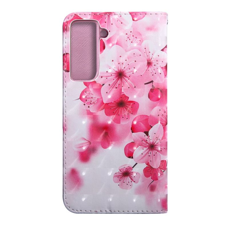 Leren Hoesje Samsung Galaxy S21 Plus 5G Roze Bloemen