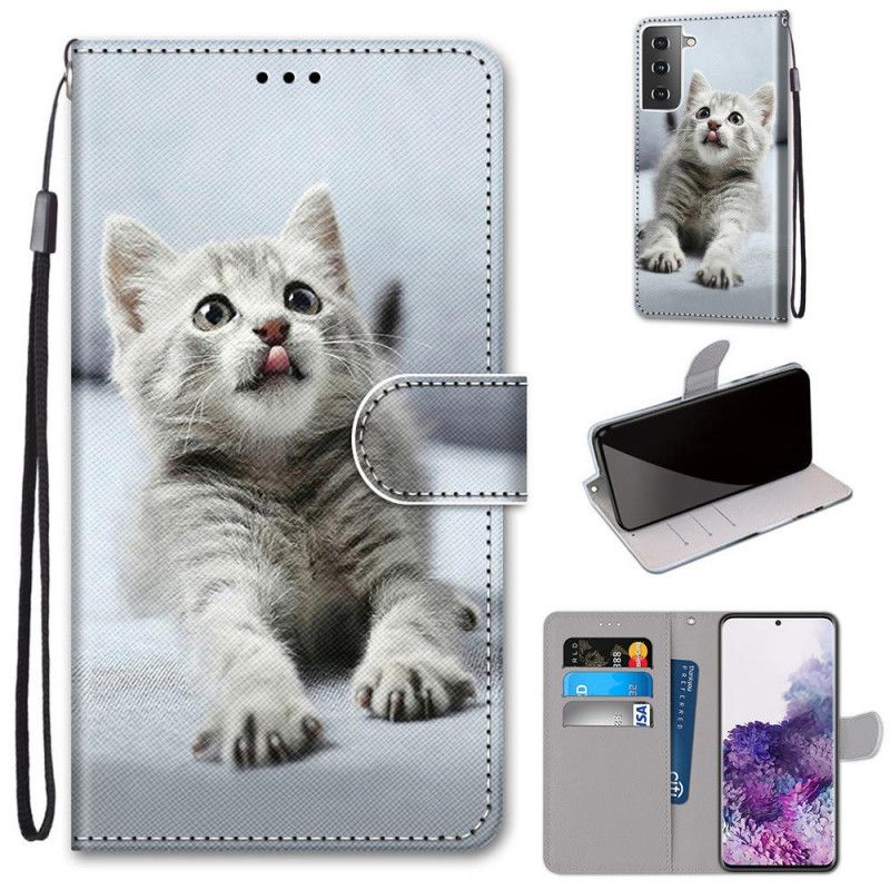 Leren Hoesje Samsung Galaxy S21 Plus 5G Wit Zwart De Mooiste Katten