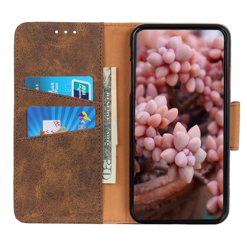 Leren Hoesje voor Samsung Galaxy S21 Plus 5G Bruin Grijs Vintage Splitleer