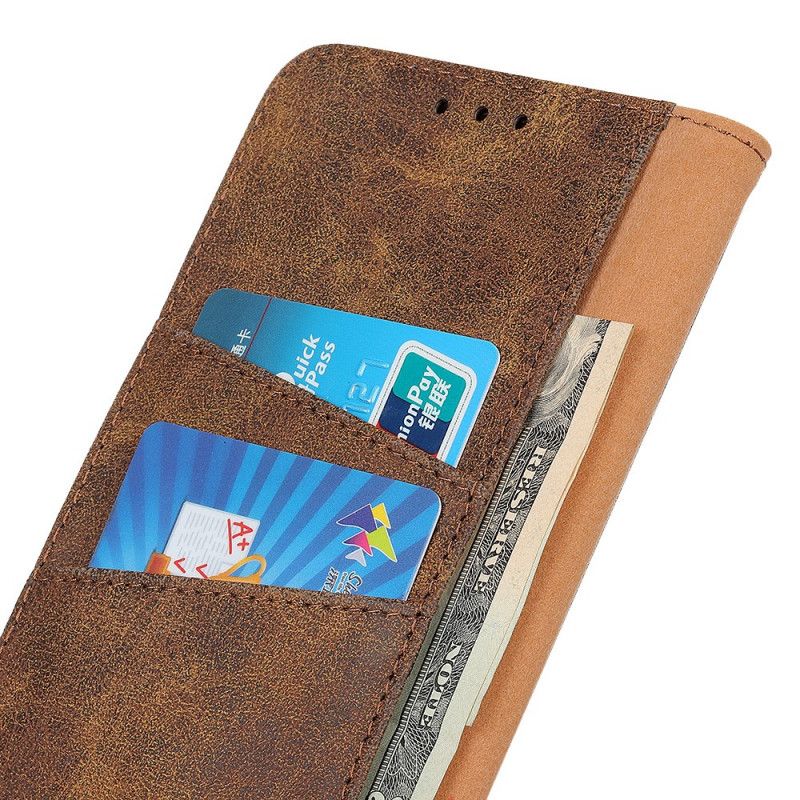 Leren Hoesje voor Samsung Galaxy S21 Plus 5G Bruin Grijs Vintage Splitleer