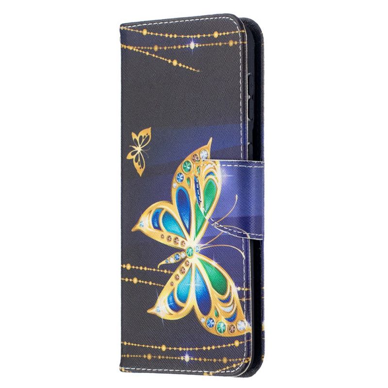 Leren Hoesje voor Samsung Galaxy S21 Plus 5G Donkerblauw Zwart Koningen Vlinders