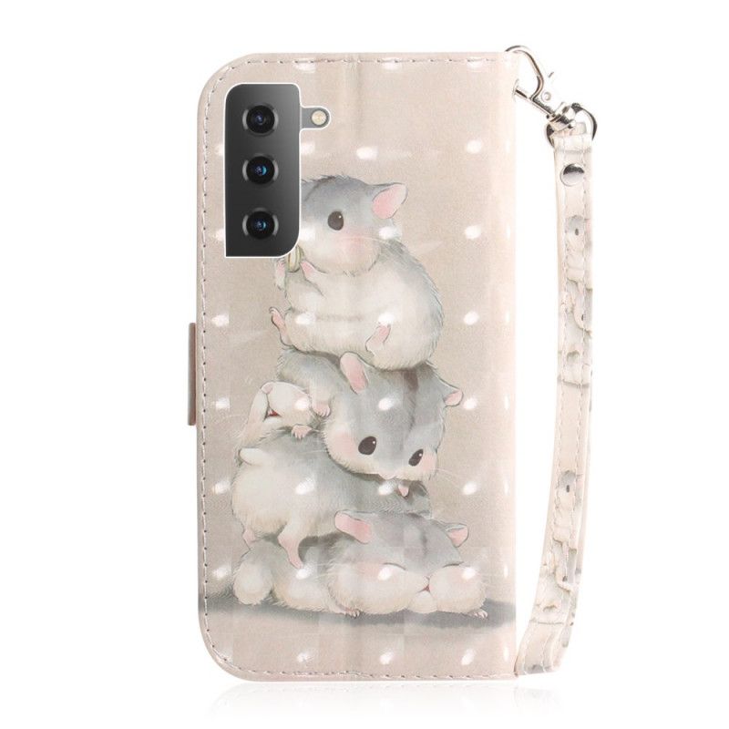 Leren Hoesje voor Samsung Galaxy S21 Plus 5G Hamsters Met String