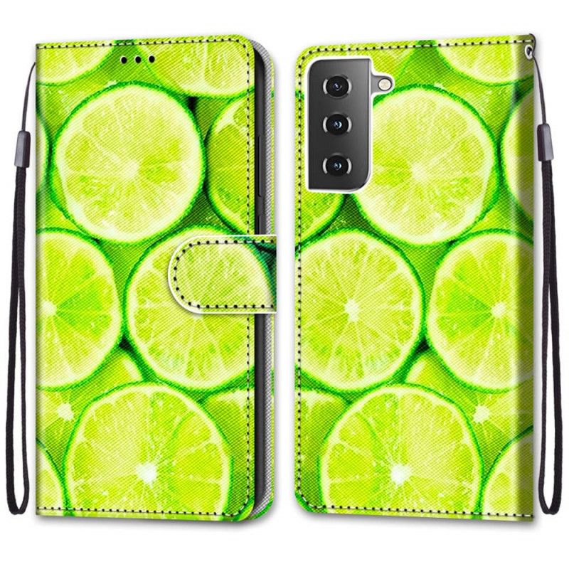 Leren Hoesje voor Samsung Galaxy S21 Plus 5G Limoenen