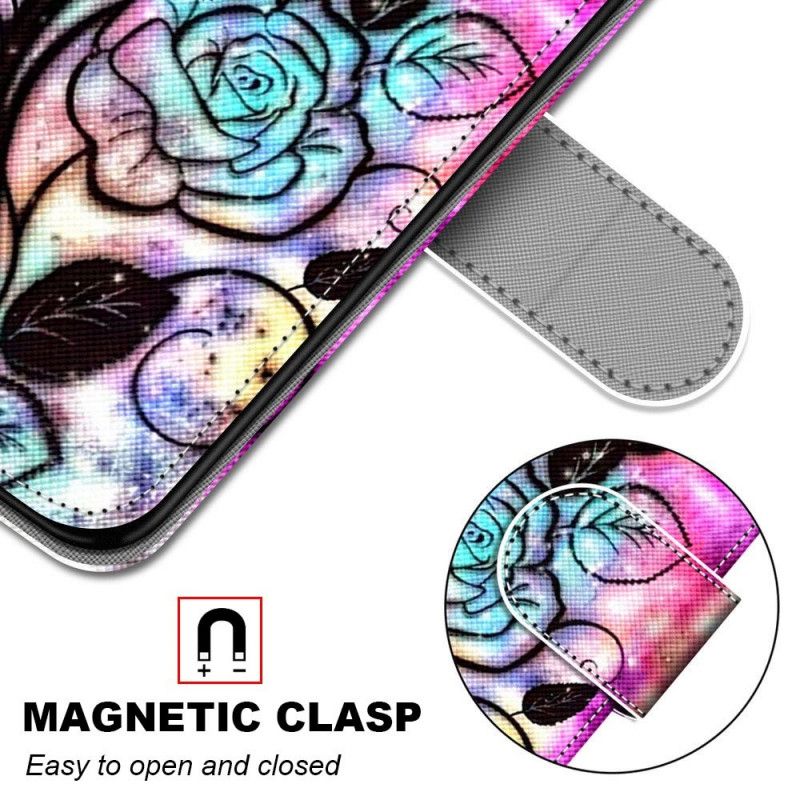 Leren Hoesje voor Samsung Galaxy S21 Plus 5G Neonbloemen