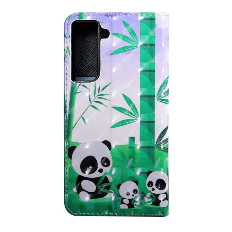 Leren Hoesje voor Samsung Galaxy S21 Plus 5G Panda'Sfamilie