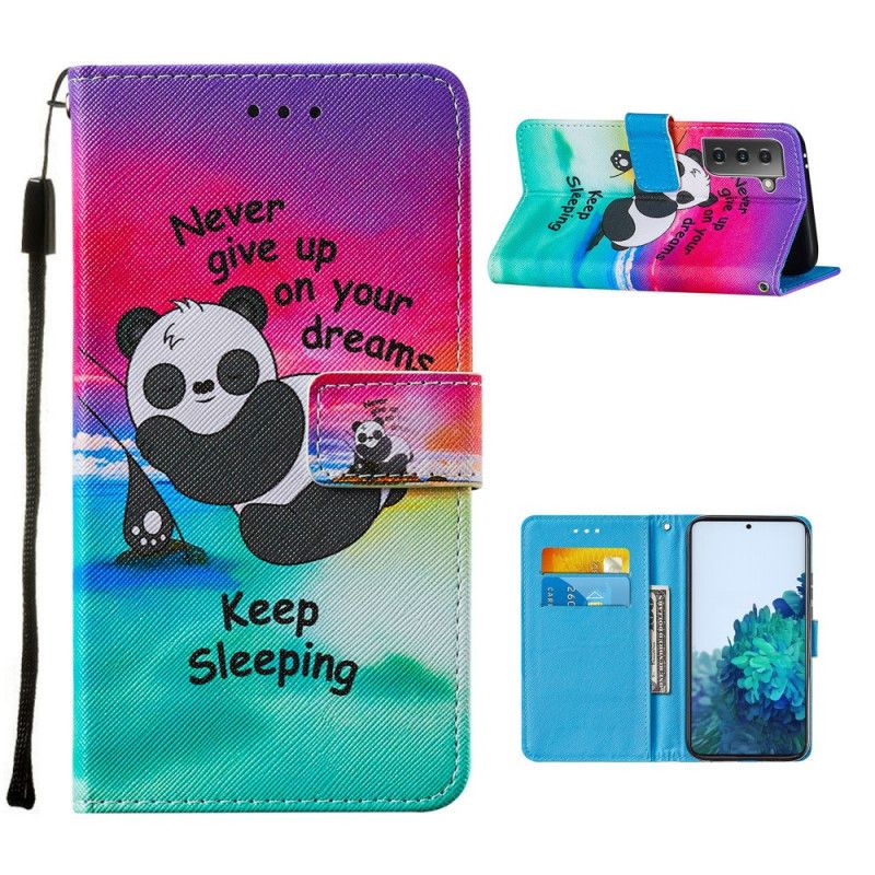 Leren Hoesje voor Samsung Galaxy S21 Plus 5G Slapende Panda