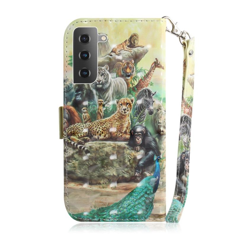 Leren Hoesje voor Samsung Galaxy S21 Plus 5G String Safari Dieren