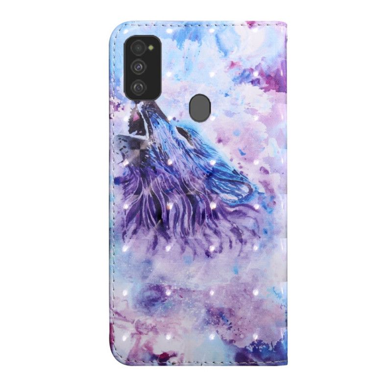 Cover Folio-hoesje Samsung Galaxy M21 Telefoonhoesje Aquarel Wolf