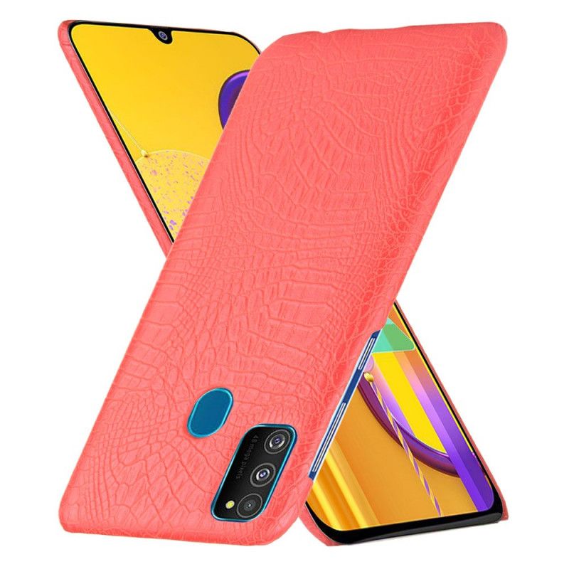 Cover Hoesje Samsung Galaxy M21 Wit Zwart Telefoonhoesje Krokodillenhuideffect