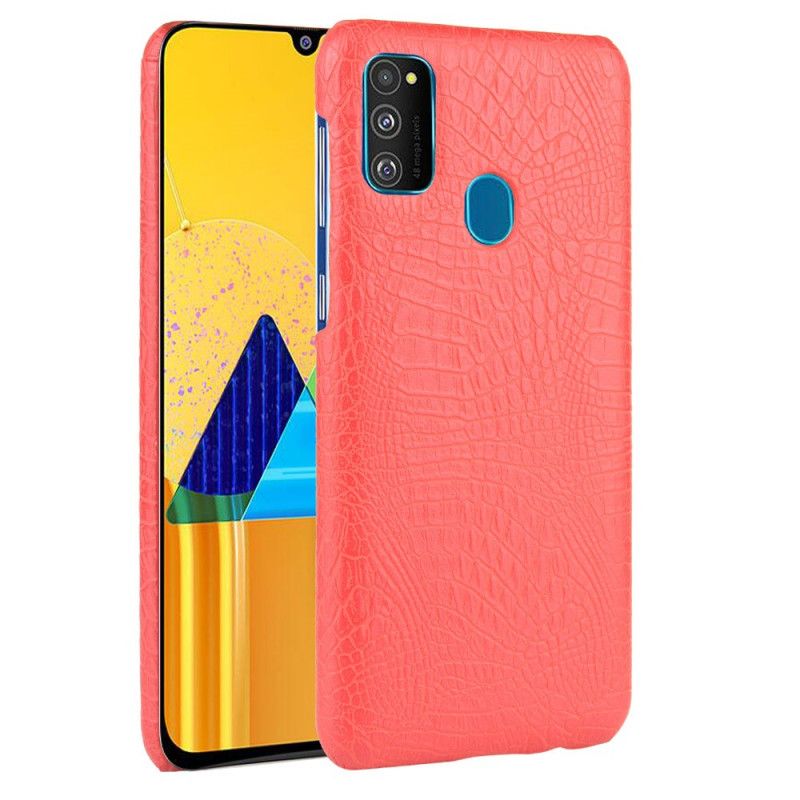 Cover Hoesje Samsung Galaxy M21 Wit Zwart Telefoonhoesje Krokodillenhuideffect