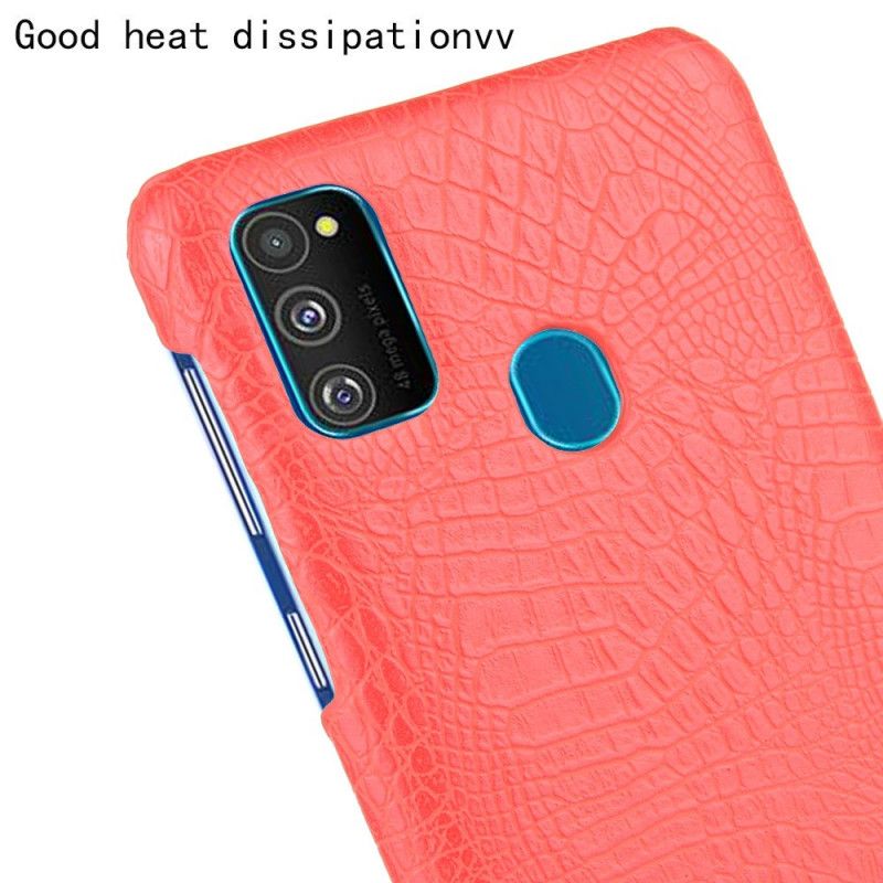 Cover Hoesje Samsung Galaxy M21 Wit Zwart Telefoonhoesje Krokodillenhuideffect