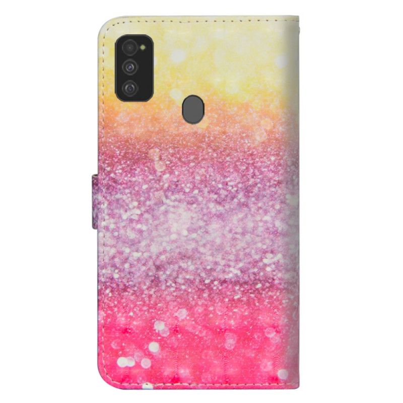 Flip Case Leren Samsung Galaxy M21 Verloop Magenta Glitter