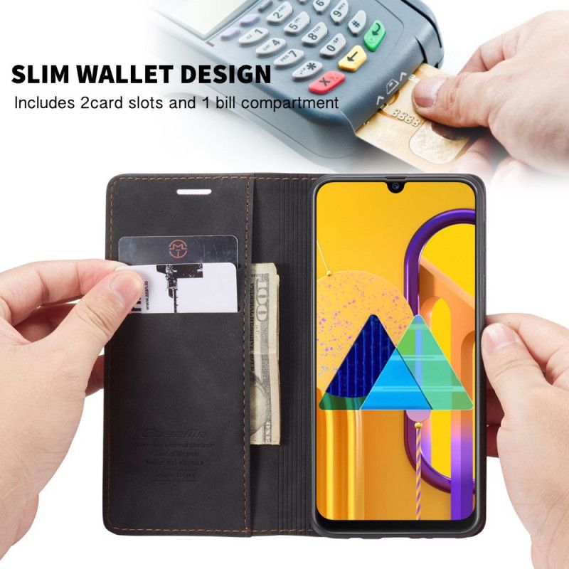 Folio-hoesje Samsung Galaxy M21 Bruin Zwart Kunstlederen Etui