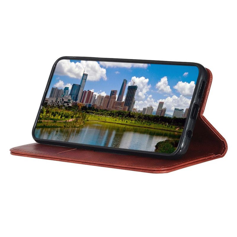 Folio-hoesje Samsung Galaxy M21 Rood Zwart Elegant Split Lychee Leer