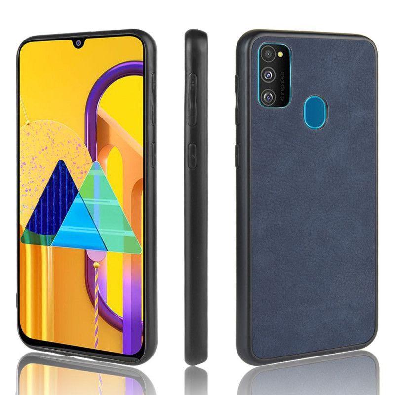 Hoesje voor Samsung Galaxy M21 Donkerblauw Zwart Premium Leereffect