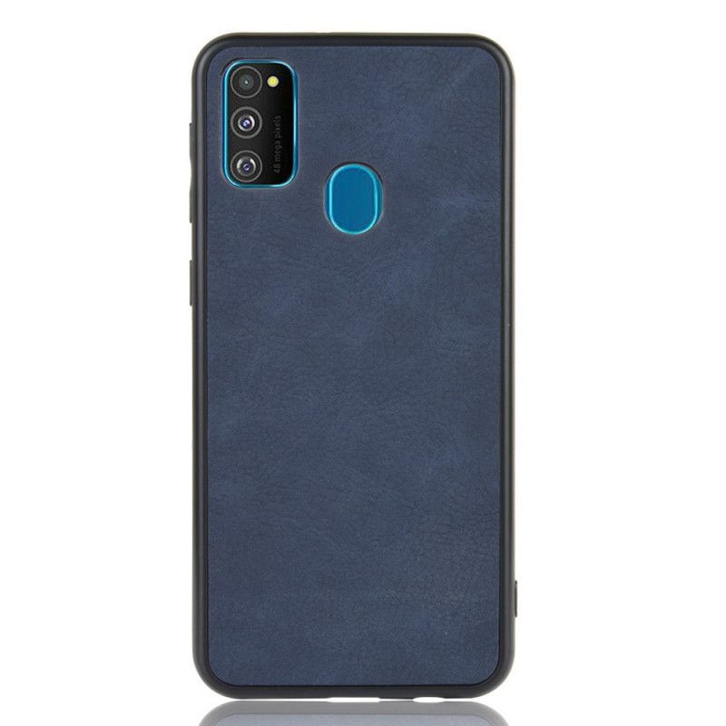 Hoesje voor Samsung Galaxy M21 Donkerblauw Zwart Premium Leereffect