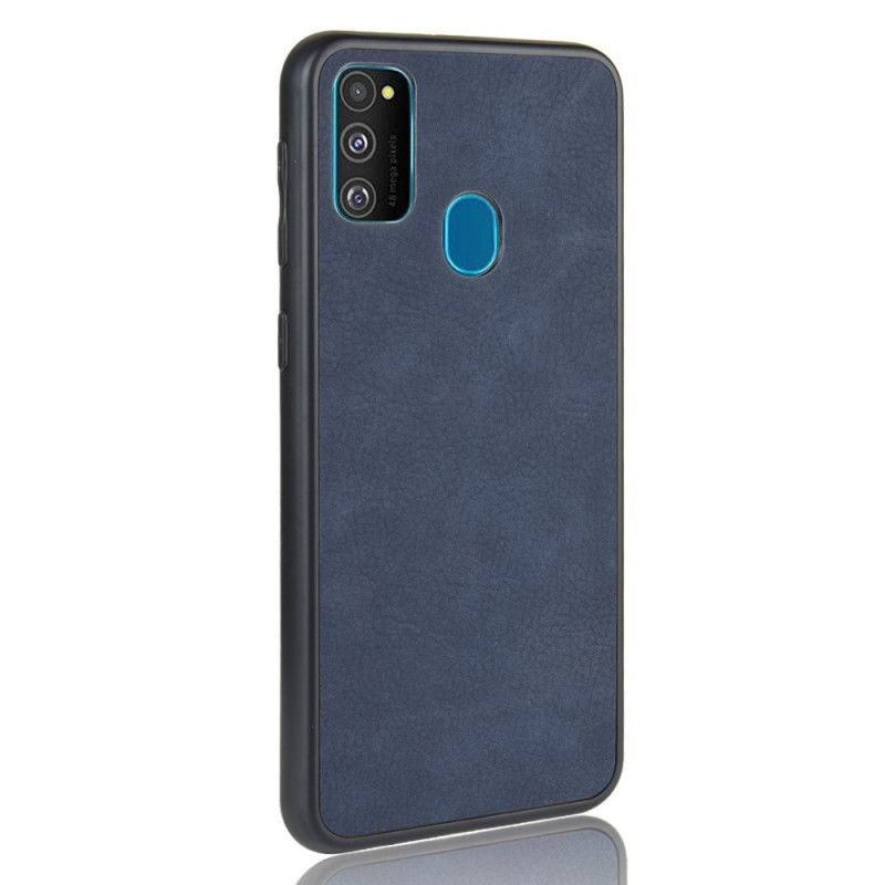 Hoesje voor Samsung Galaxy M21 Donkerblauw Zwart Premium Leereffect