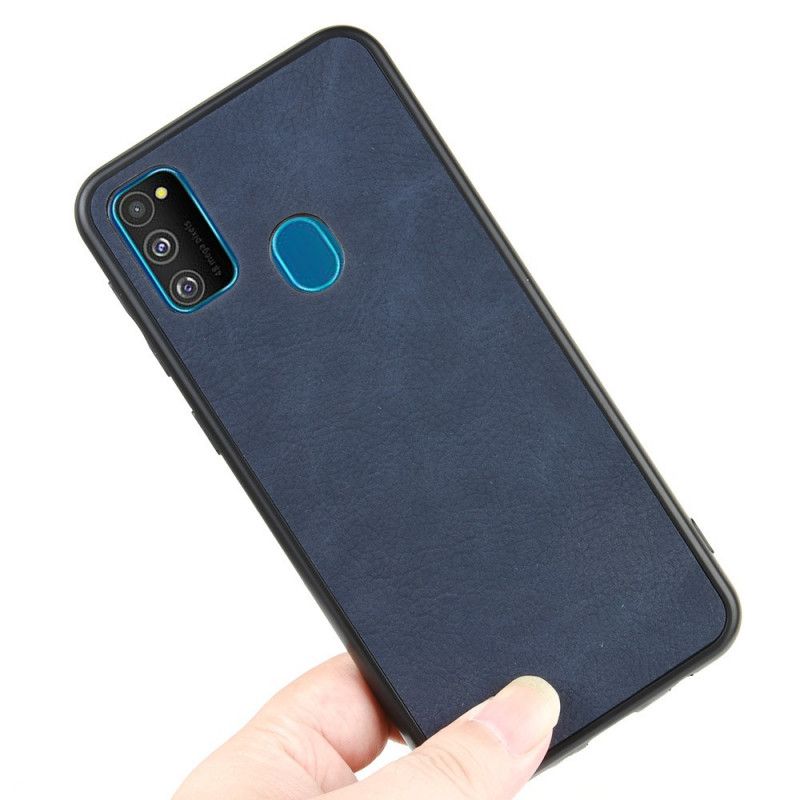 Hoesje voor Samsung Galaxy M21 Donkerblauw Zwart Premium Leereffect