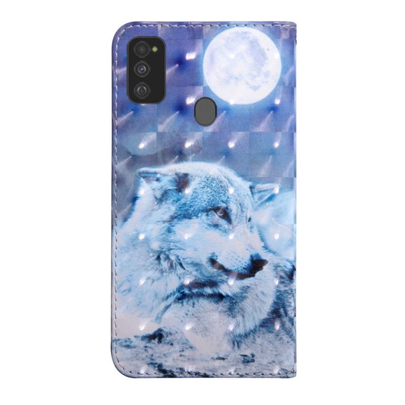 Leren Hoesje Samsung Galaxy M21 Maanlichtwolf