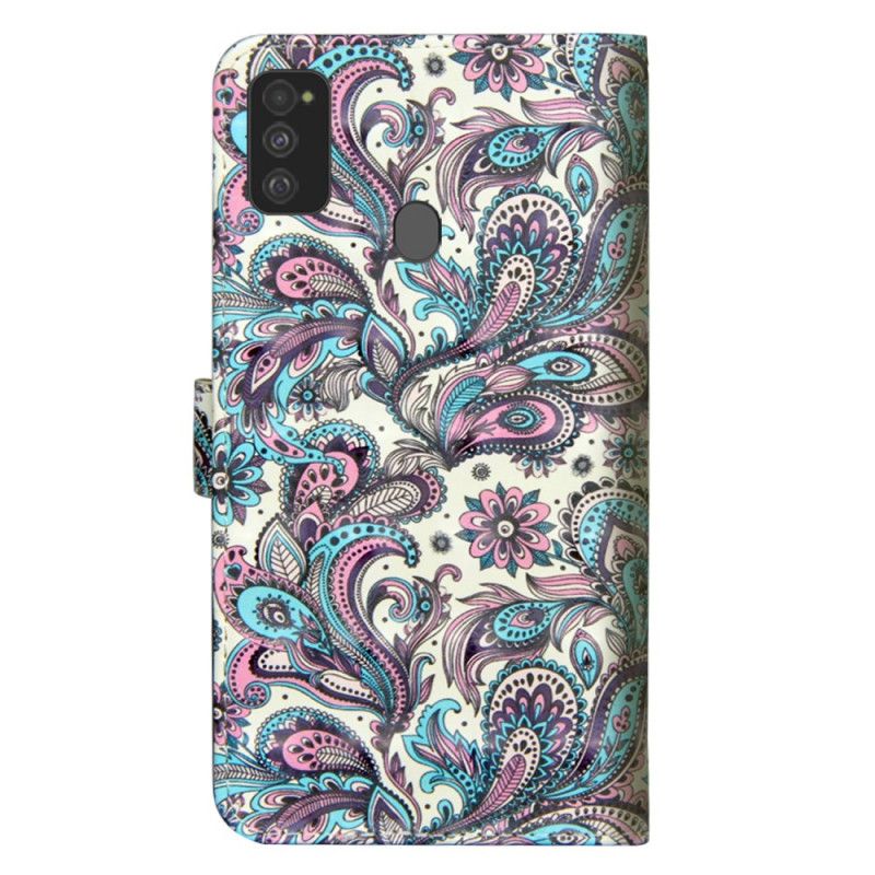 Leren Hoesje Samsung Galaxy M21 Telefoonhoesje Bloemen Met Een Patroon