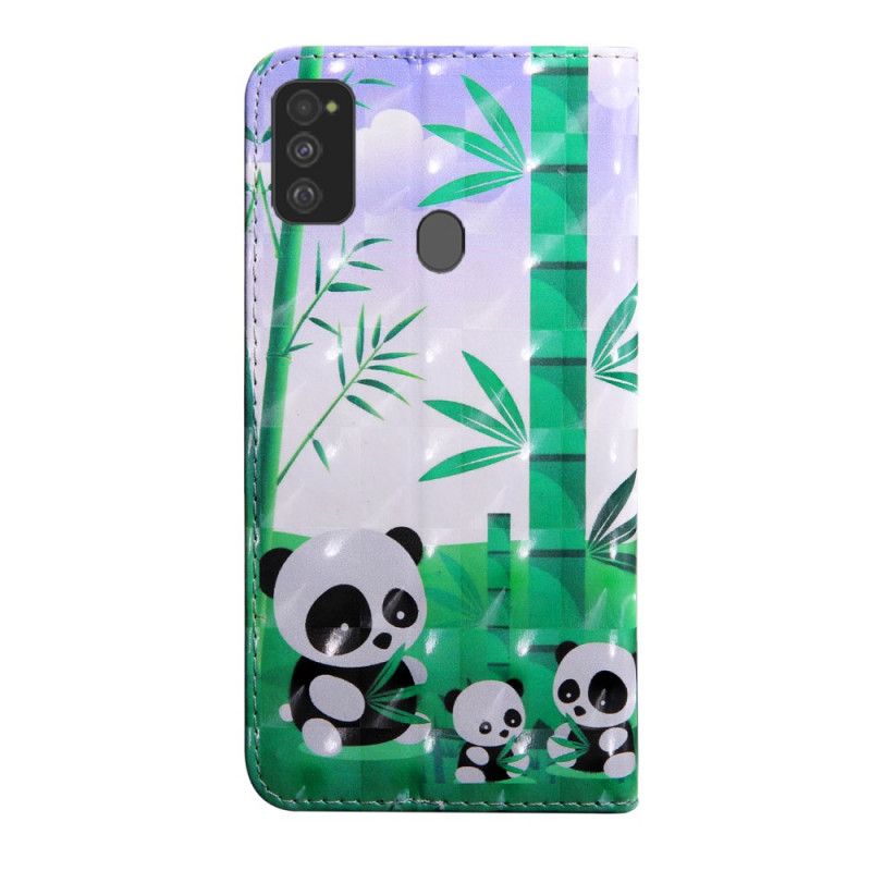 Leren Hoesje voor Samsung Galaxy M21 Pandafamilie