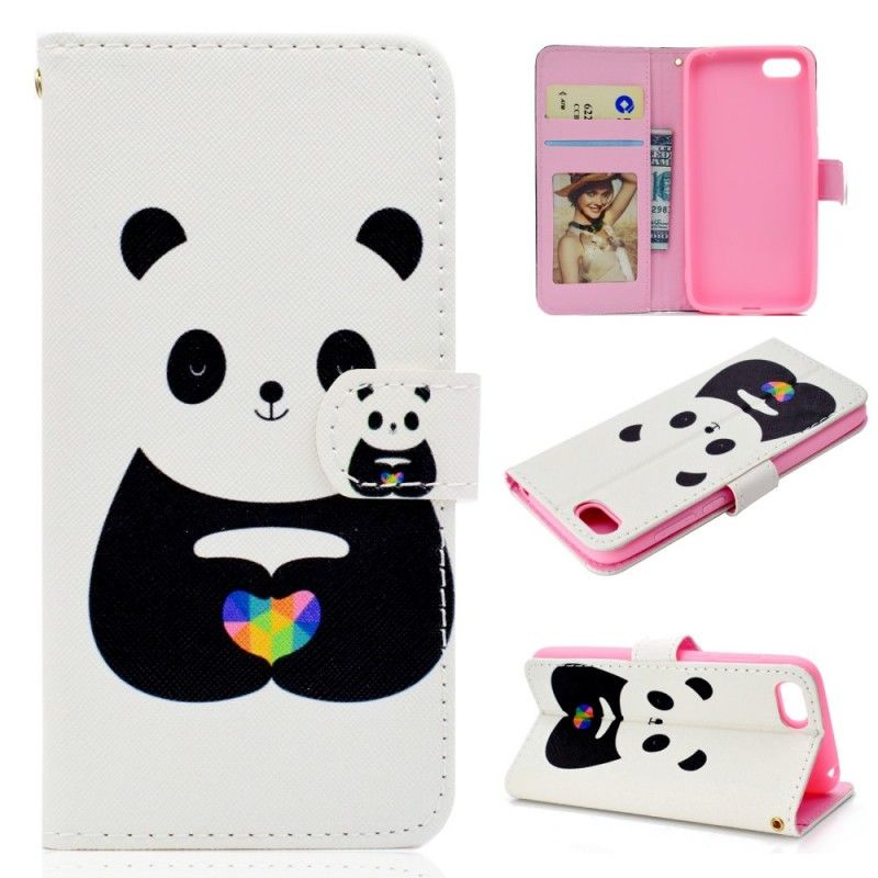 Flip Case Leren Huawei Y5 2018 Panda Liefde