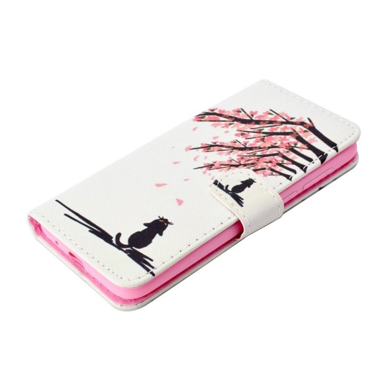 Leren Hoesje voor Huawei Y5 2018 Roze Boomtakken