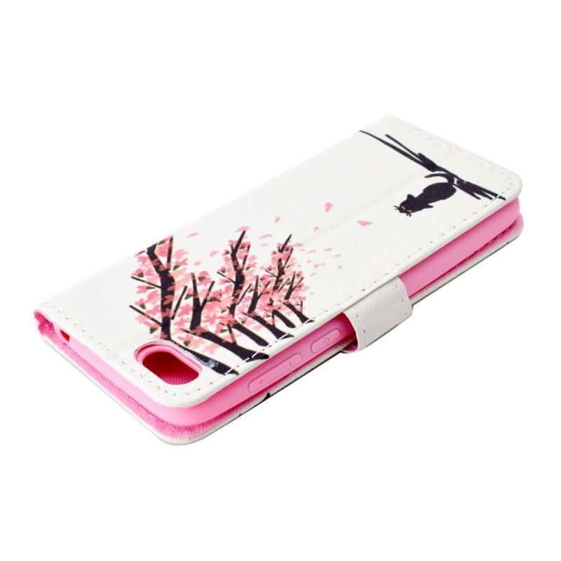 Leren Hoesje voor Huawei Y5 2018 Roze Boomtakken