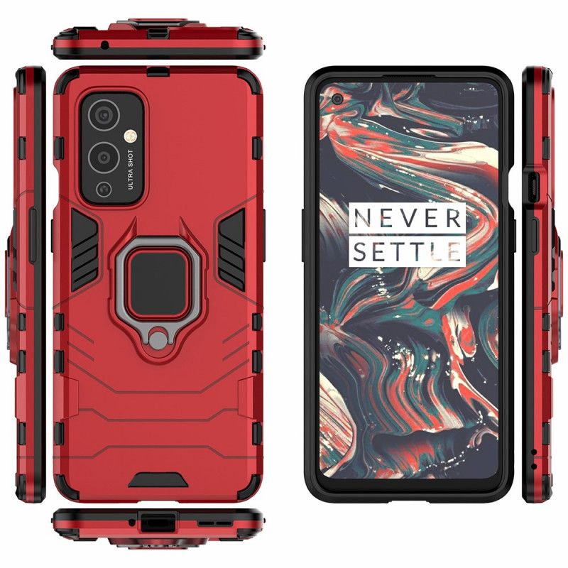 Hoesje OnePlus 9 Rood Zwart Resistente Ring