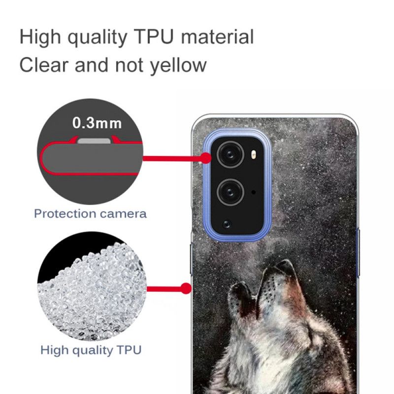 Hoesje voor OnePlus 9 Grijs Zwart Sublieme Wolf