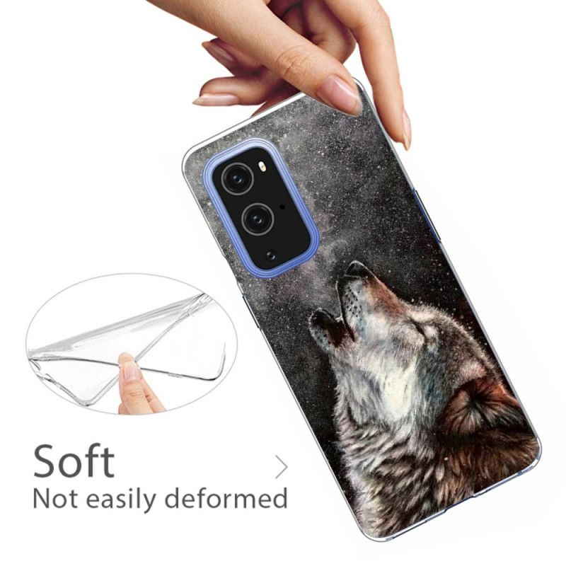 Hoesje voor OnePlus 9 Grijs Zwart Sublieme Wolf