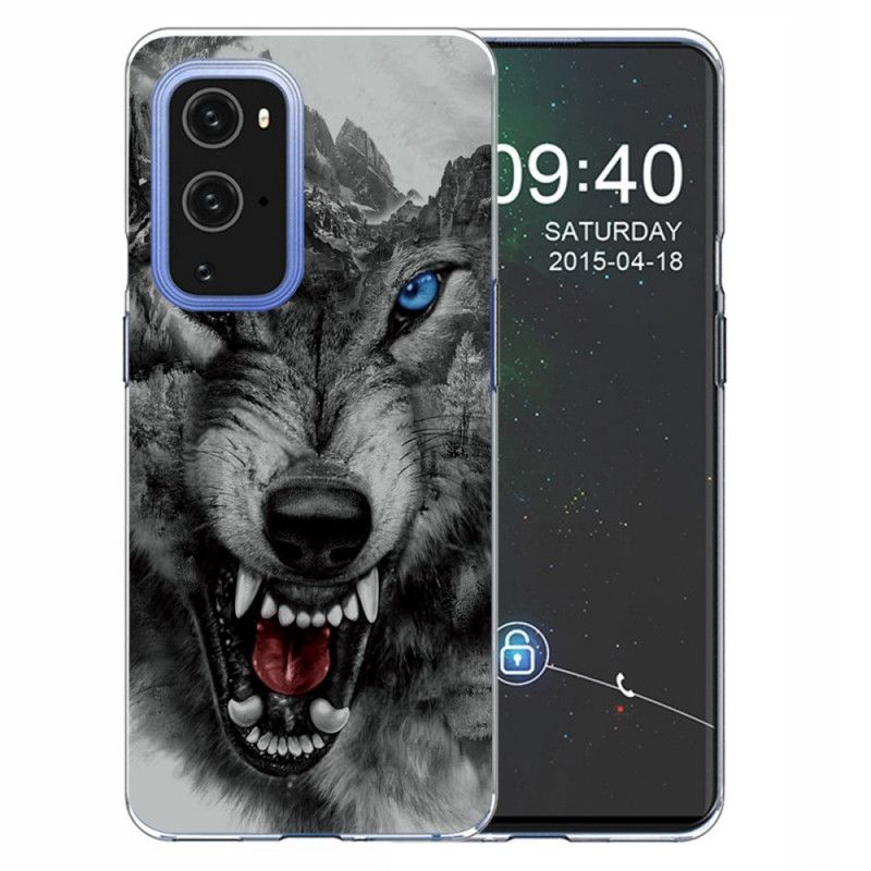 Hoesje voor OnePlus 9 Grijs Zwart Sublieme Wolf