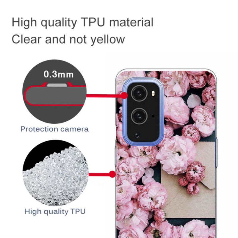 Hoesje voor OnePlus 9 Roze Rood Intense Bloemen