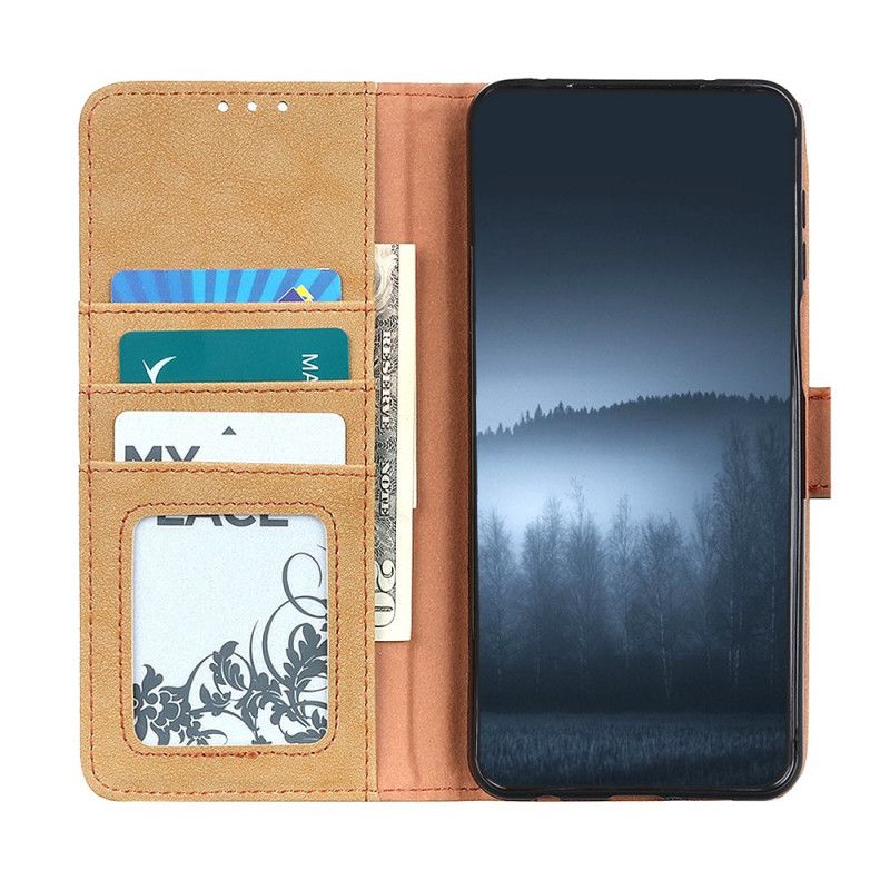 Leren Hoesje OnePlus 9 Donkerblauw Zwart Retro Khazneh Splitleer