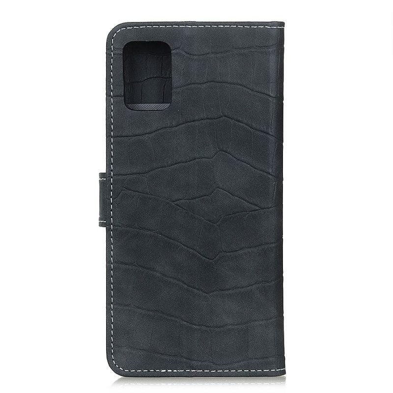 Leren Hoesje OnePlus 9 Donkerblauw Zwart Vintage Stijl Van Krokodillenleer