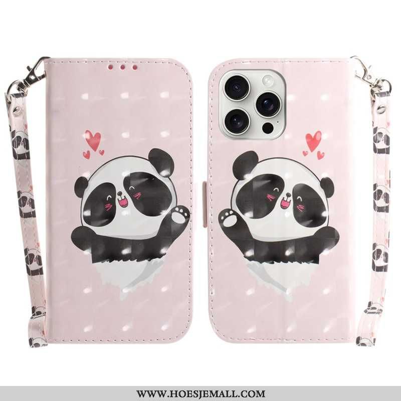 Bescherming Hoesje iPhone 16 Pro Panda Love Met Riempje