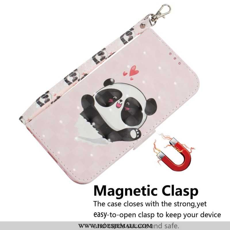 Bescherming Hoesje iPhone 16 Pro Panda Love Met Riempje