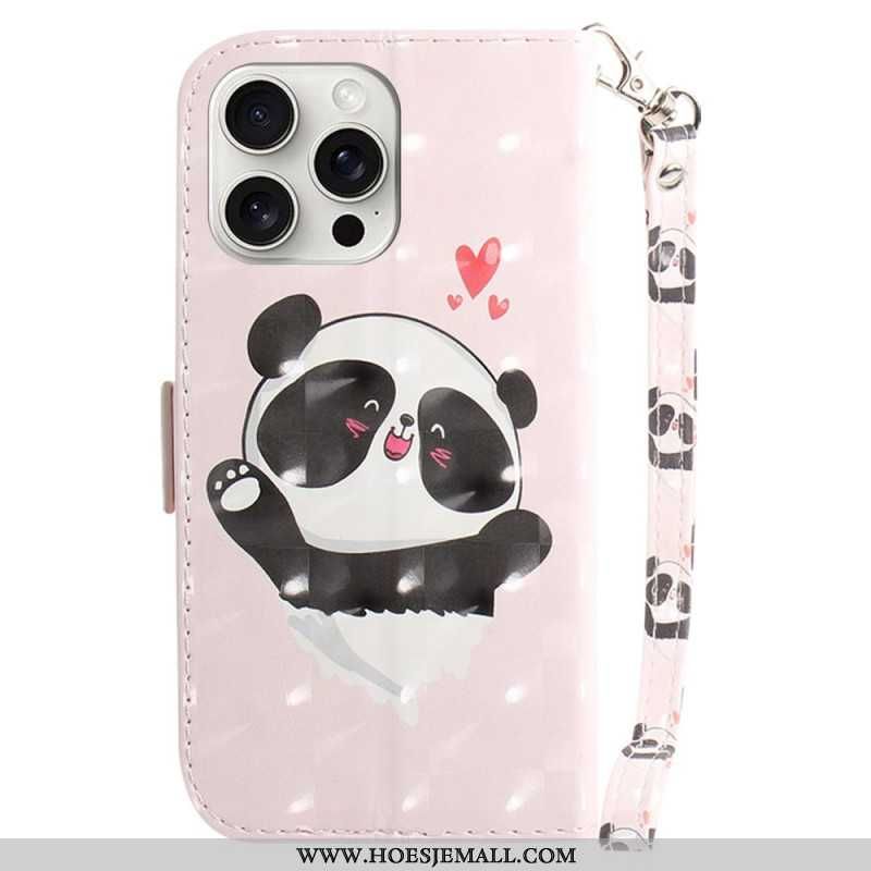 Bescherming Hoesje iPhone 16 Pro Panda Love Met Riempje