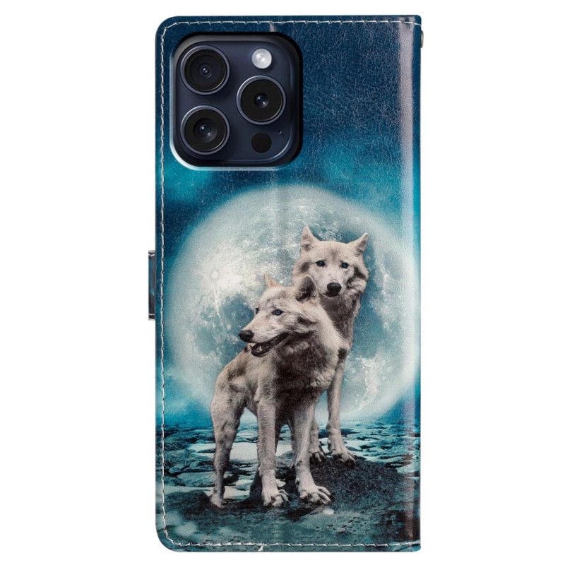 Bescherming Hoesje iPhone 16 Pro Twee Wolven Met Riemen