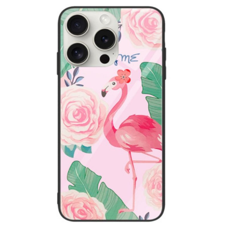 Case Hoesje iPhone 16 Pro Telefoonhoesje Flamingo Gehard Glas