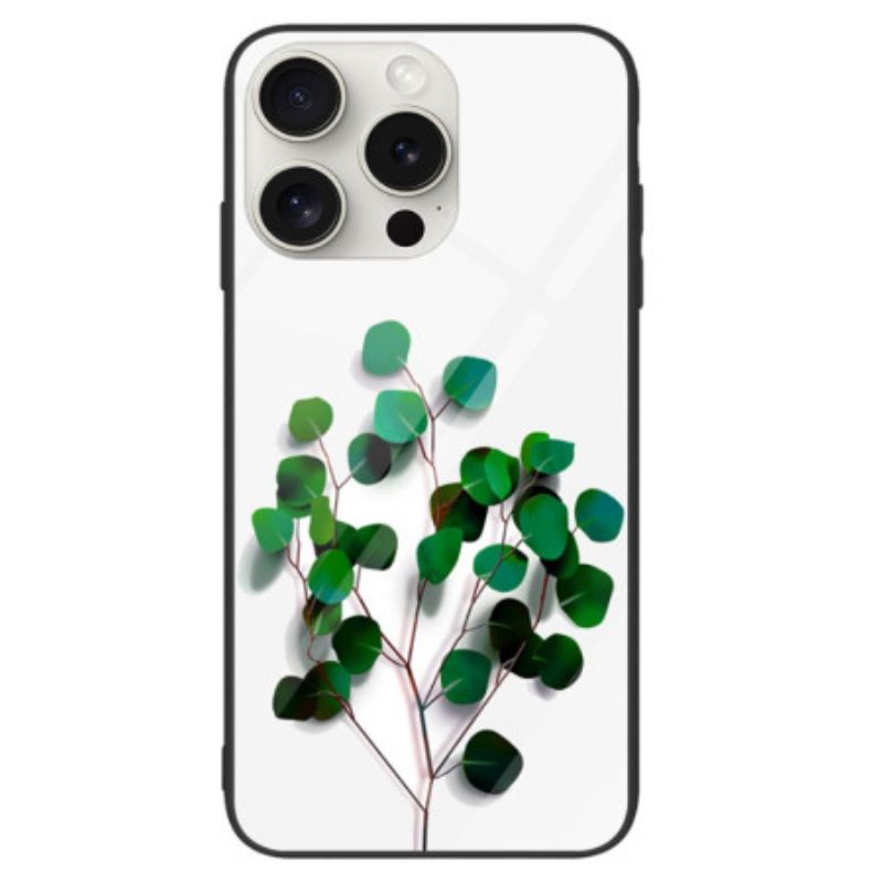 Cover Hoesje iPhone 16 Pro Telefoonhoesje Groene Bladeren Gehard Glas