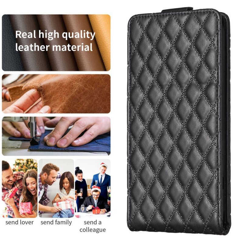 Flip Case Leren iPhone 16 Pro Gewatteerde Verticale Klep