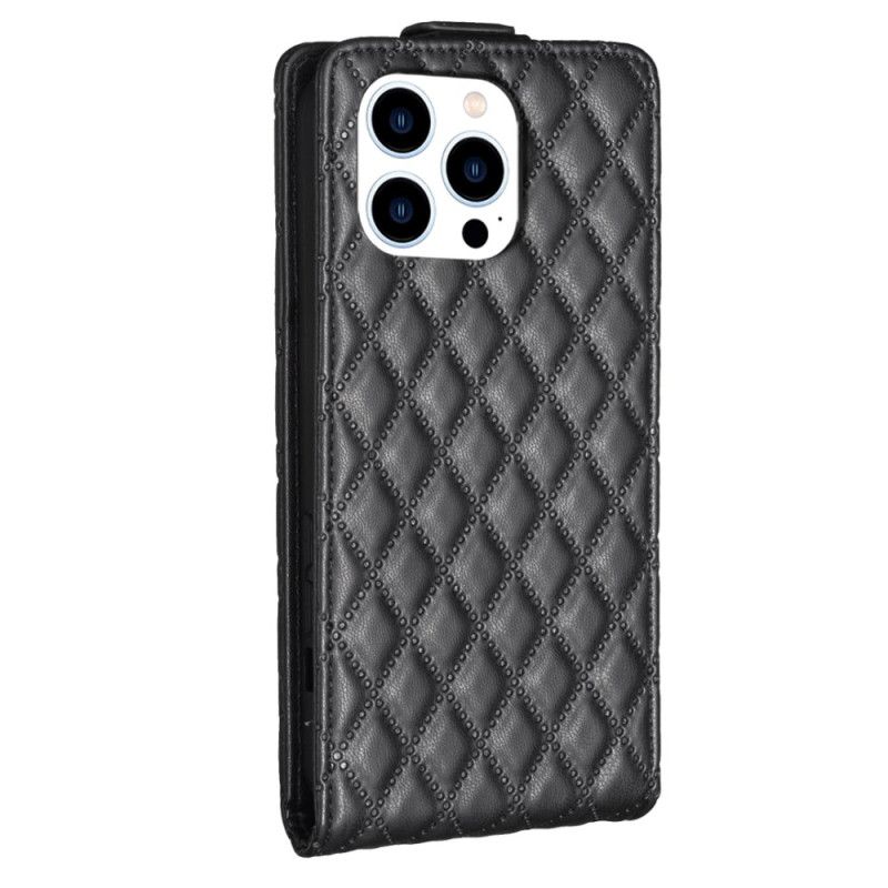 Flip Case Leren iPhone 16 Pro Gewatteerde Verticale Klep