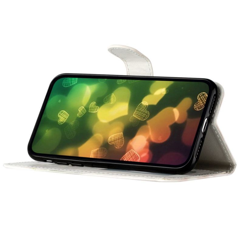 Flip Case Leren iPhone 16 Pro Kleurrijke Vlinders Met Riempje