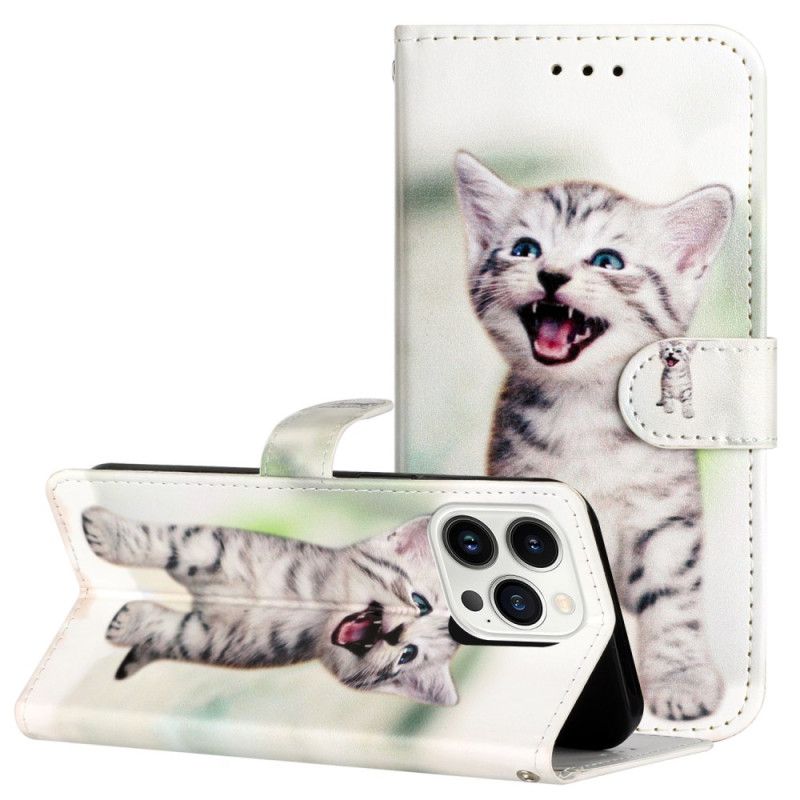 Folio-hoesje iPhone 16 Pro Kattenpatroon Met Riem