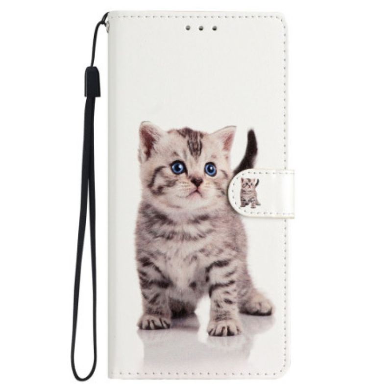 Folio-hoesje iPhone 16 Pro Kleine Kat Met Riem